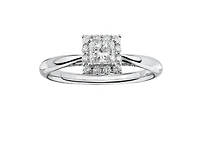18K White Gold & Palladium Alloy (hypoallergenic) 0.50cttw Princess Canadian Diamond Engagement Ring