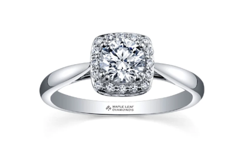 18K White Gold & Palladium Alloy (hypoallergenic) 0.63-0.90cttw Canadian Diamond Engagement Ring - / Carat Total