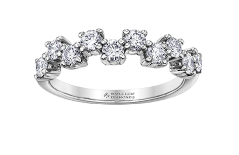 18K White, Yellow, or Rose Gold 0.40-0.75cttw Canadian Diamond Band - / Carat Total