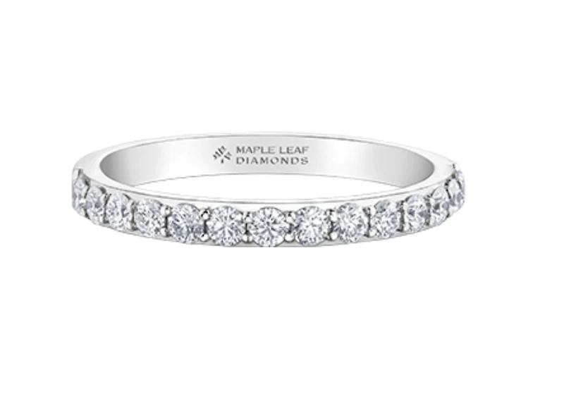 18K White, Yellow, or Rose Gold With Palladium Alloy (hypoallergenic) -0.88cttw Canadian Diamond Band