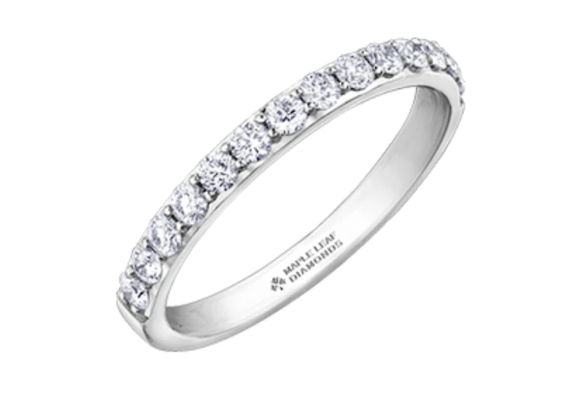 18K White, Yellow, or Rose Gold With Palladium Alloy (hypoallergenic) -0.88cttw Canadian Diamond Band