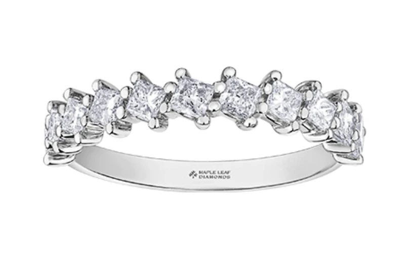 18K White, Yellow, or Rose Gold With Palladium Alloy (hypoallergenic) -0.88cttw Canadian Diamond Band