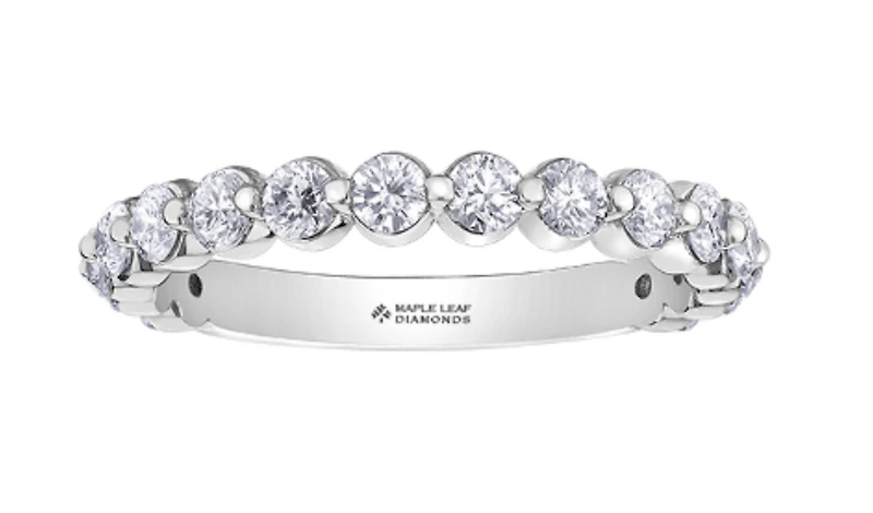 18K White, Yellow, or Rose Gold with Palladium Alloy (hypoallergenic) 0.50-1.20cttw Canadian Diamond Band - / Carat Total
