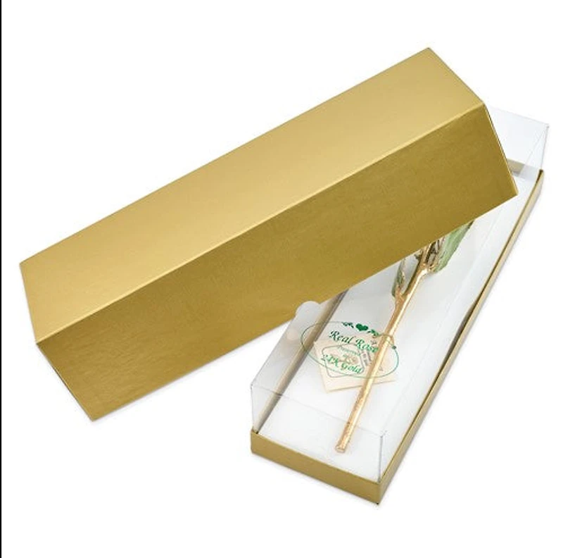 24K Lacquer Dipped Gold Trimmed Black Real Rose