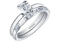 18K White Gold & Palladium Alloy (hypoallergenic) -1.00cttw Emerald Cut Canadian Diamond Engagement Ring
