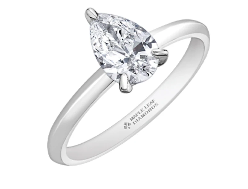 18K White Gold & Palladium Alloy (hypoallergenic) -1.00cttw Pear Shape Canadian Diamond Engagement Ring