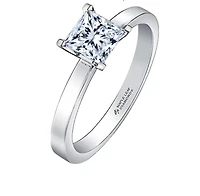 18K White Gold & Palladium Alloy (hypoallergenic) -1.00cttw Princess Cut Canadian Diamond Engagement Ring