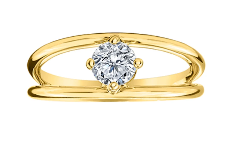 14K Yellow Gold 0.50cttw Round Brilliant Canadian Diamond Engagement Ring - /
