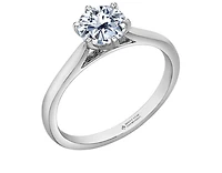 18K White Gold & Palladium Alloy (hypoallergenic) 1.25cttw Round Brilliant Canadian Diamond Engagement Ring - /