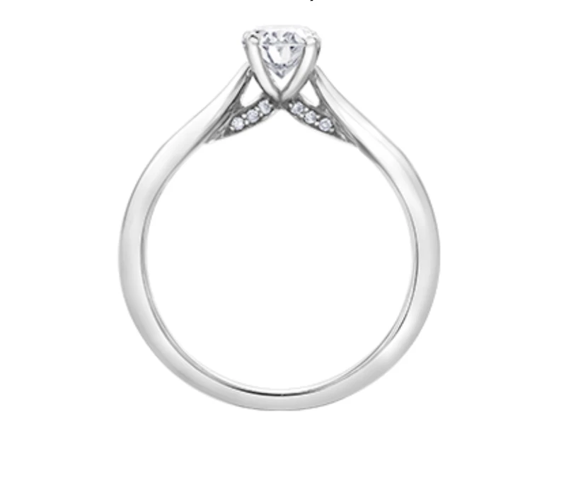 18K White Gold & Palladium Alloy (hypoallergenic) 0.73cttw Oval Shape Canadian Diamond Engagement Ring