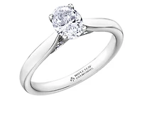 18K White Gold & Palladium Alloy (hypoallergenic) 0.73cttw Oval Shape Canadian Diamond Engagement Ring