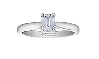 18K White Gold & Palladium Alloy (hypoallergenic) 0.73cttw Emerald Cut Canadian Diamond Engagement Ring