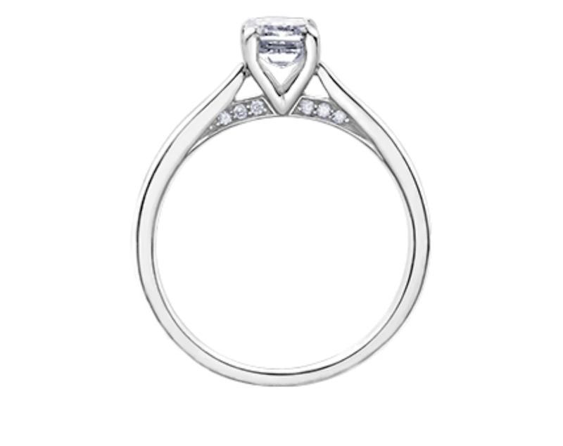 18K White Gold & Palladium Alloy (hypoallergenic) 1.05cttw Emerald Cut Canadian Diamond Engagement Ring - /