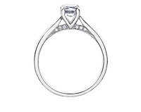 18K White Gold & Palladium Alloy (hypoallergenic) 1.05cttw Emerald Cut Canadian Diamond Engagement Ring - /