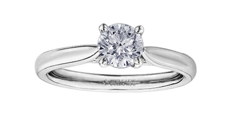 18K White Gold & Palladium Alloy (hypoallergenic) 0.73cttw Round Brilliant Canadian Diamond Engagement Ring - /