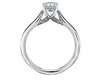 18K White Gold & Palladium Alloy (hypoallergenic) 0.73cttw Round Brilliant Canadian Diamond Engagement Ring - /