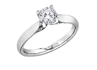 18K White Gold & Palladium Alloy (hypoallergenic) 0.73cttw Round Brilliant Canadian Diamond Engagement Ring - /