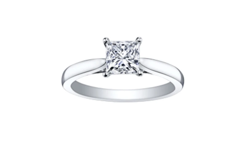 18K White Gold & Palladium Alloy (hypoallergenic) 0.53-1.03cttw Princess Cut Canadian Diamond Engagement Ring - / 0.53 Carat Weight