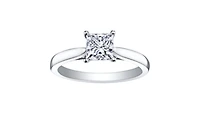 18K White Gold & Palladium Alloy (hypoallergenic) 0.53-1.03cttw Princess Cut Canadian Diamond Engagement Ring - / 0.53 Carat Weight