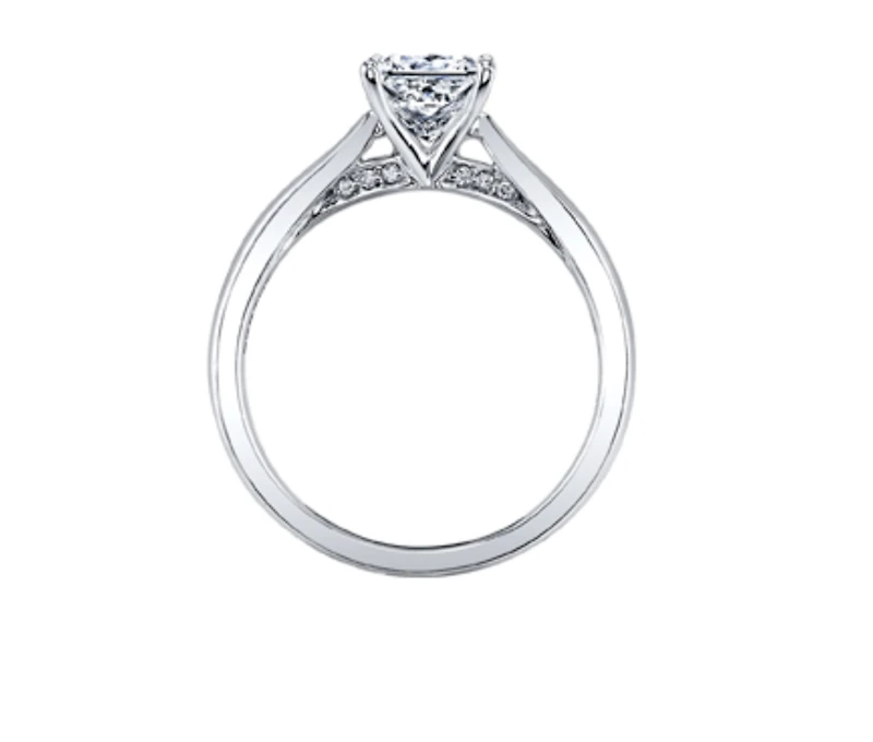 18K White Gold & Palladium Alloy (hypoallergenic) 0.55-1.05cttw Cushion Cut Canadian Diamond Engagement Ring - / 0.55 Carat Weight