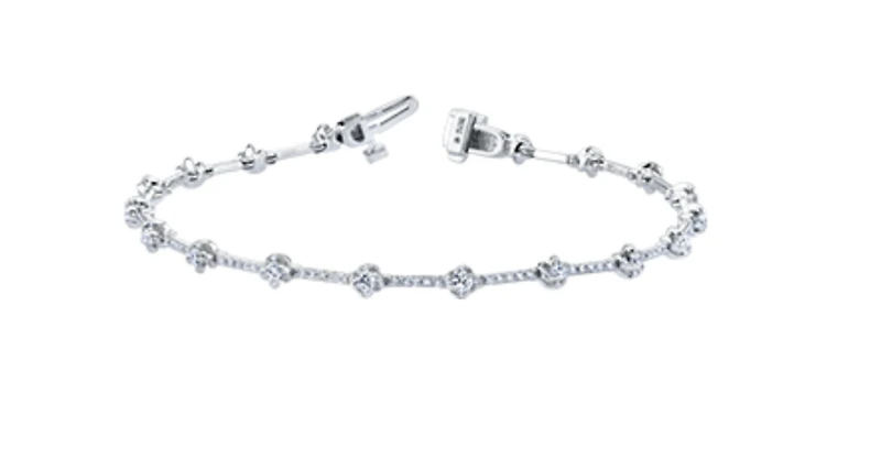 18K White Gold With Palladium Alloy(hypoallergenic) 1.33cttw Canadian Diamond Tennis Bracelet