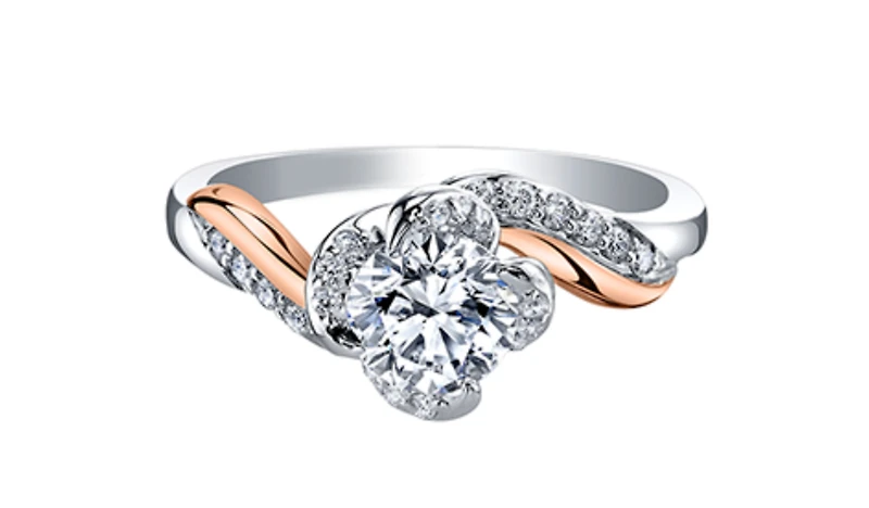 18K White & Rose Gold Palladium Alloy (hypoallergenic) 0.60-1.20cttw Round Brilliant Canadian Diamond Engagement Ring - / 0.60 Carat Total