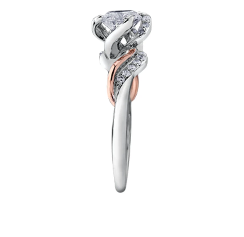 18K White & Rose Gold Palladium Alloy (hypoallergenic) 0.60-1.20cttw Round Brilliant Canadian Diamond Engagement Ring - / 0.60 Carat Total