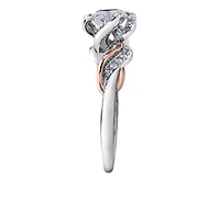 18K White & Rose Gold Palladium Alloy (hypoallergenic) 0.60-1.20cttw Round Brilliant Canadian Diamond Engagement Ring - / 0.60 Carat Total