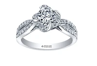 18K White & Rose Gold Palladium Alloy (hypoallergenic) 0.55-1.25cttw Round Brilliant Canadian Diamond Engagement Ring - / 0.55 Carat Total