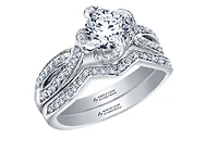 18K White & Rose Gold Palladium Alloy (hypoallergenic) 0.55-1.25cttw Round Brilliant Canadian Diamond Engagement Ring - / 0.55 Carat Total