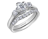 18K White Gold Palladium Alloy (hypoallergenic) 0.50-0.80cttw Round Brilliant 3 Stone Canadian Diamond Engagement Ring - / 0.50 Carat Total