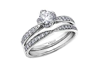 18K White & Yellow Gold Palladium Alloy (hypoallergenic) 0.60-0.80cttw Round Brilliant Canadian Diamond Engagement Ring - / 0.60 Carat Total