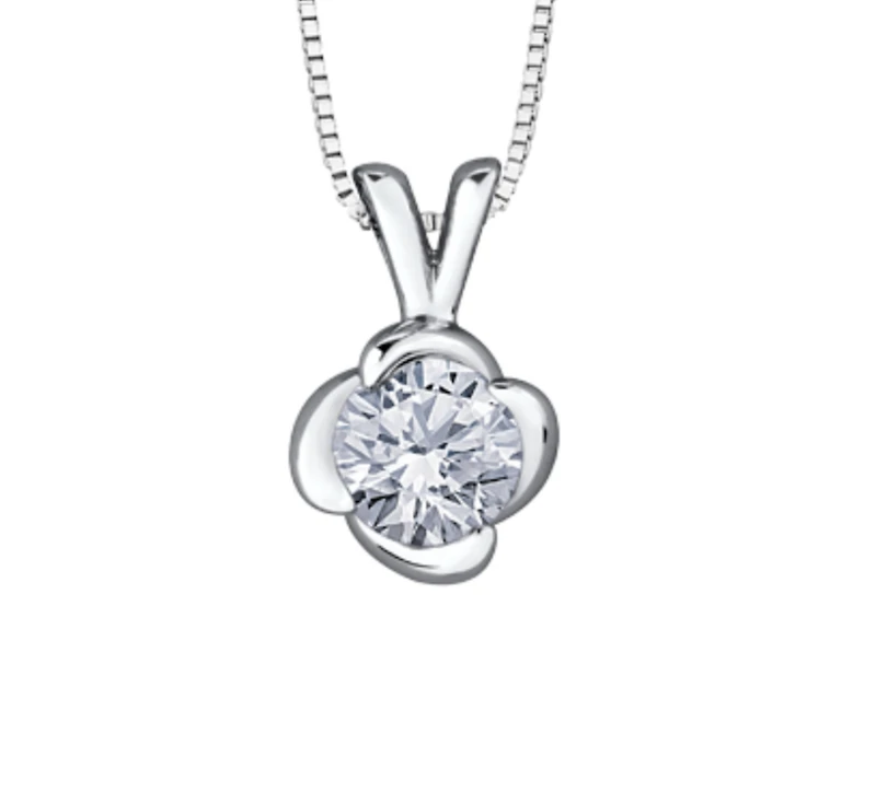 18K White Gold With Palladium Alloy (hypoallergenic) -0.50cttw Canadian Diamond Pendant