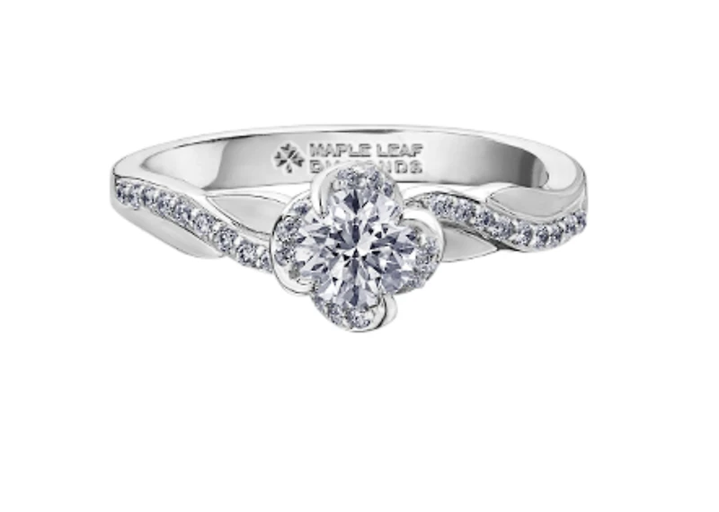18K White Gold Palladium Alloy (hypoallergenic) 0.65cttw Round Brilliant Canadian Diamond Engagement Ring - /