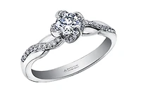 18K White Gold Palladium Alloy (hypoallergenic) 0.65cttw Round Brilliant Canadian Diamond Engagement Ring - /