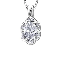 18K White Gold With Palladium Alloy (hypoallergenic) 0.33cttw Oval Cut Canadian Diamond Pendant