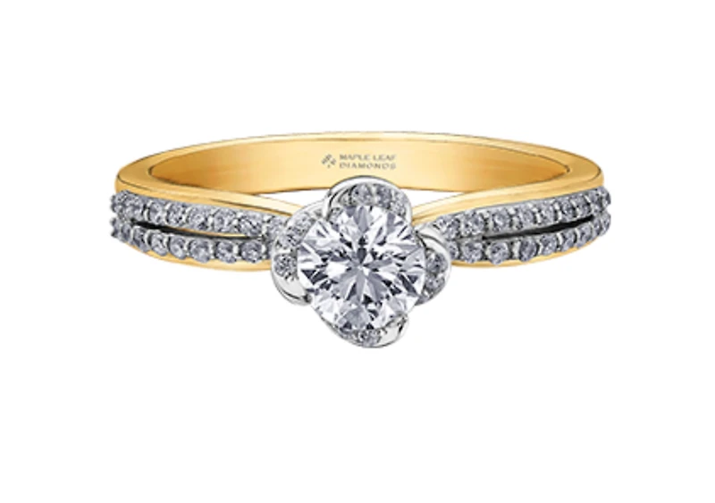 18K Gold Palladium Alloy (hypoallergenic) 0.70cttw Round Brilliant Canadian Diamond Engagement Ring