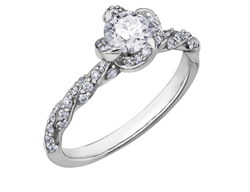 18K White Gold Palladium Alloy (hypoallergenic) 0.51-0.95cttw Round Brilliant Canadian Diamond Engagement Ring - / 0.51 Carat Total