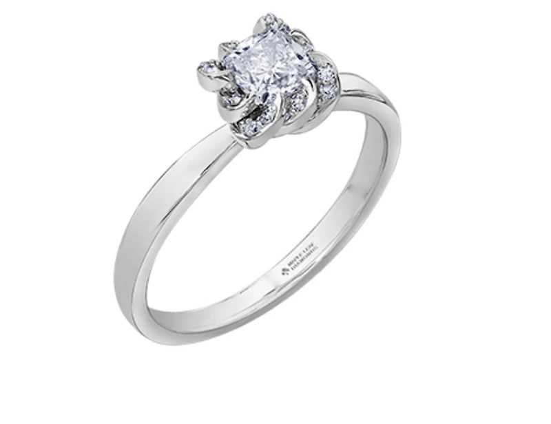 18K White Gold Palladium Alloy (hypoallergenic) 0.33-1.08cttw Cushion Cut Canadian Diamond Engagement Ring - / 0.33 Carat Total