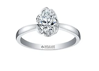 18K White Gold Palladium Alloy (hypoallergenic) 0.46-0.56cttw Pear Shape Canadian Diamond Engagement Ring - / 0.46 Carat Total