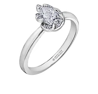 18K White Gold Palladium Alloy (hypoallergenic) 0.46-0.56cttw Pear Shape Canadian Diamond Engagement Ring - / 0.46 Carat Total