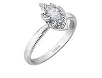 18K White Gold Palladium Alloy (hypoallergenic) 0.56cttw Marquise Shape Canadian Diamond Engagement Ring - /