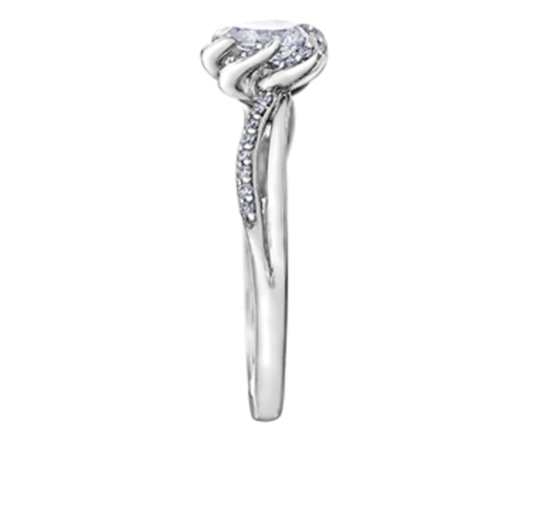18K White Gold Palladium Alloy (hypoallergenic) 0.40cttw Pear Shape Canadian Diamond Engagement Ring - /