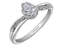 18K White Gold Palladium Alloy (hypoallergenic) 0.40cttw Pear Shape Canadian Diamond Engagement Ring - /