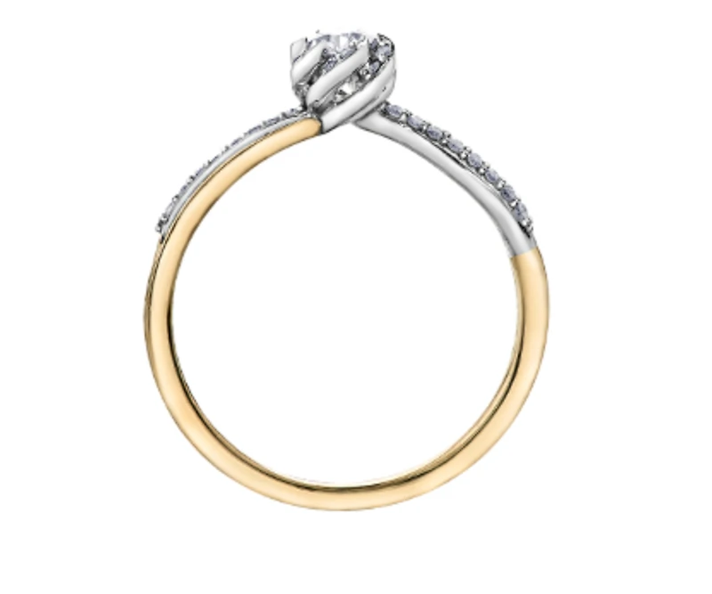 18K White & Yellow Gold Palladium Alloy (hypoallergenic) 0.40cttw Oval Cut Canadian Diamond Engagement Ring