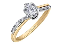 18K White & Yellow Gold Palladium Alloy (hypoallergenic) 0.40cttw Oval Cut Canadian Diamond Engagement Ring