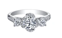 18K White Gold & Palladium Alloy (hypoallergenic) 0.65-1.65cttw 3 Stone Canadian Diamond Engagement Ring - / Carat Total