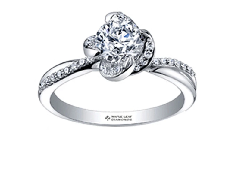 18K White Gold Palladium Alloy (hypoallergenic) -1.20cttw Round Brilliant Canadian Diamond Engagement Ring