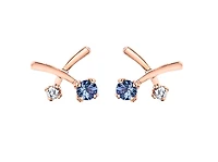 14K Rose & White Gold Tanzanite 0.04cttw Canadian Diamond Earrings 