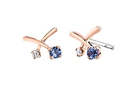 14K Rose & White Gold Tanzanite 0.04cttw Canadian Diamond Earrings 